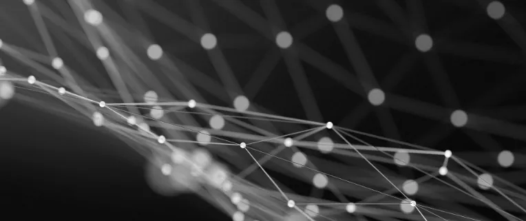 Rete di connessioni digitali tra nodi, simbolo di networking e sicurezza